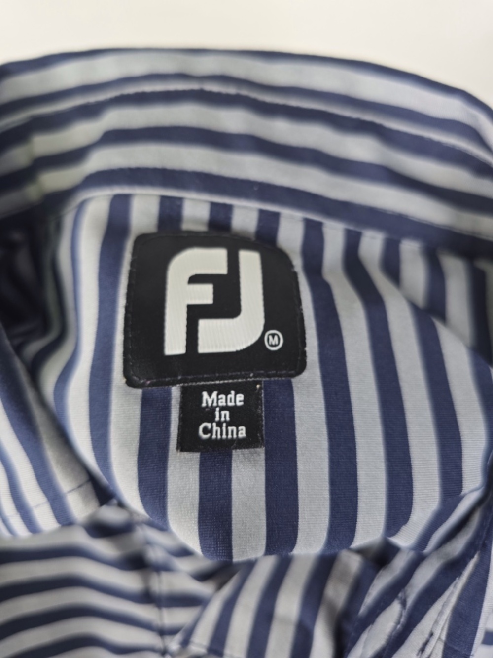 FootJoy Oak Tree National Pro Shop Golf Polo Mens M Navy Gray Striped - Picture 6 of 9